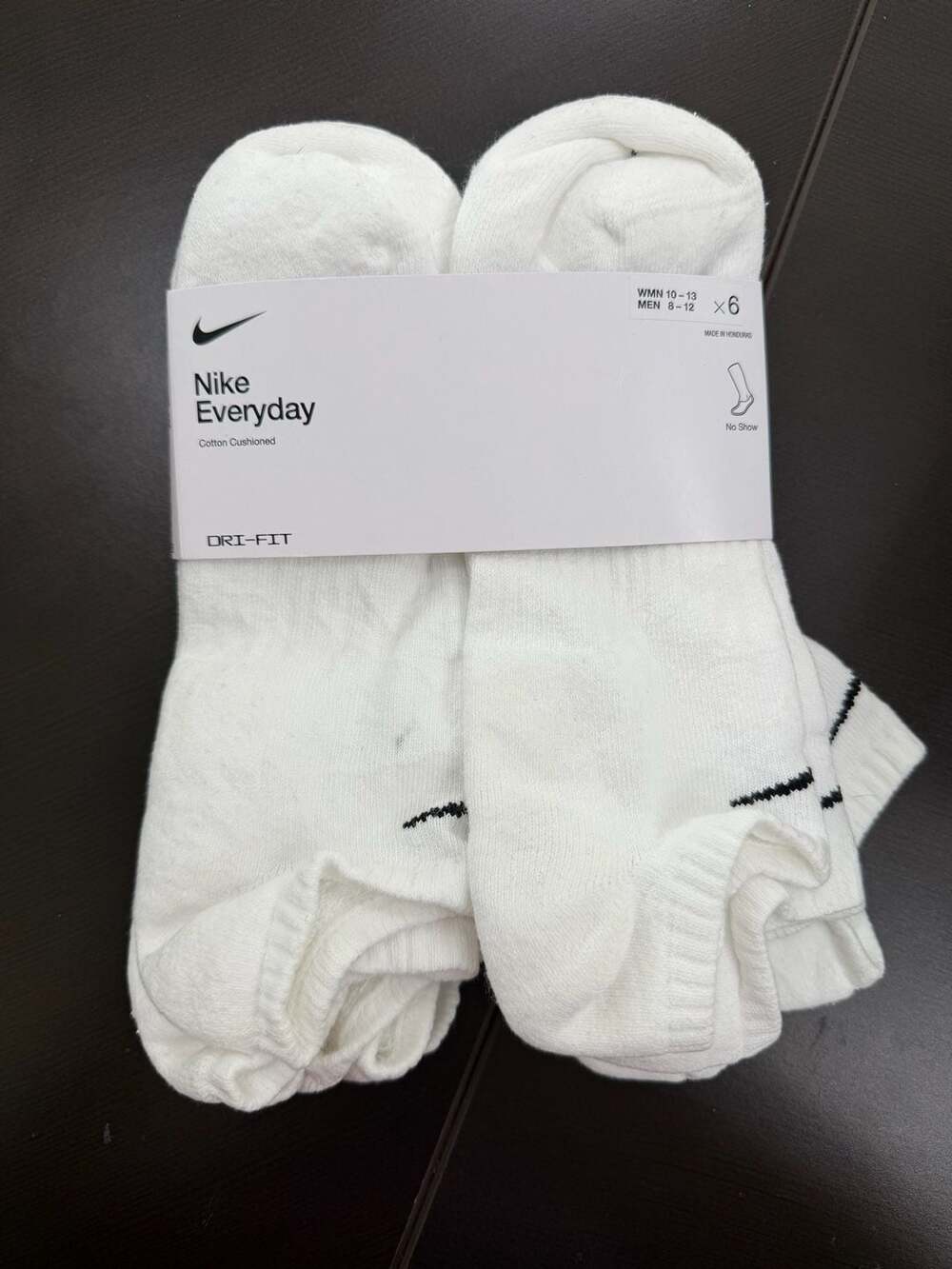 Nike Everyday No Show Socks Size L White 6 Pack